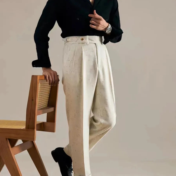 Mens Smart Casual Trousers Adjustable Buckle Regular Fit