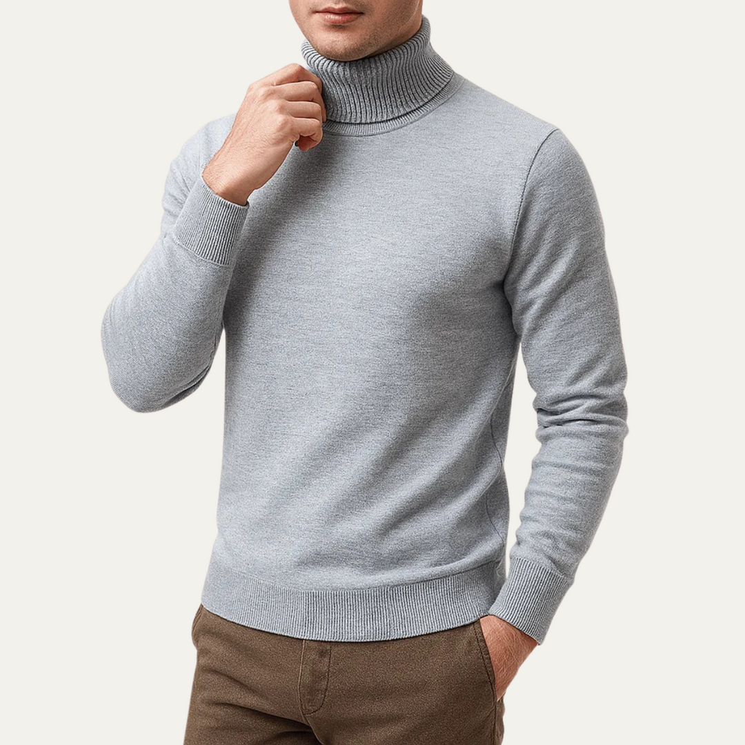 Mens Knit Sweater Classic Turtleneck Fit