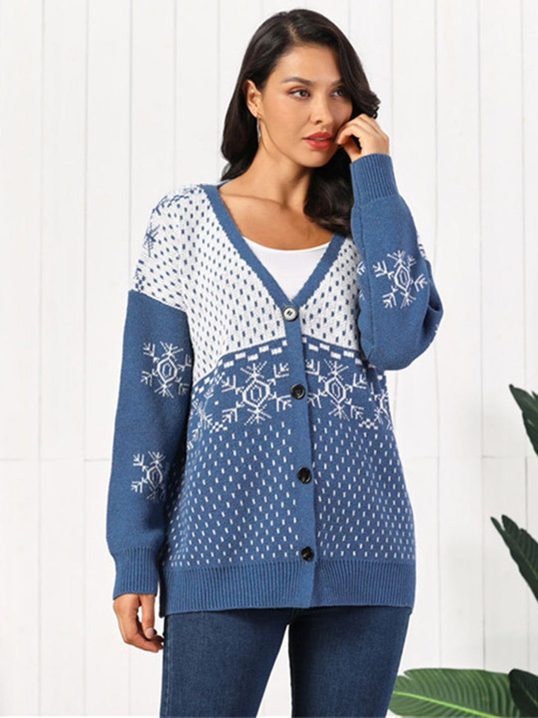 Womens Button Cardigan Wool Blend Warm Fit