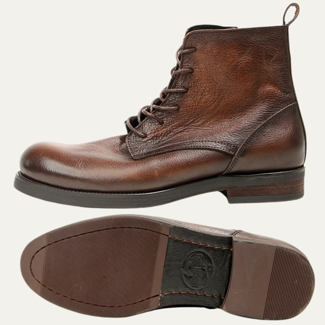 Mens Leather Casual Lace-Up Boots Retro Style