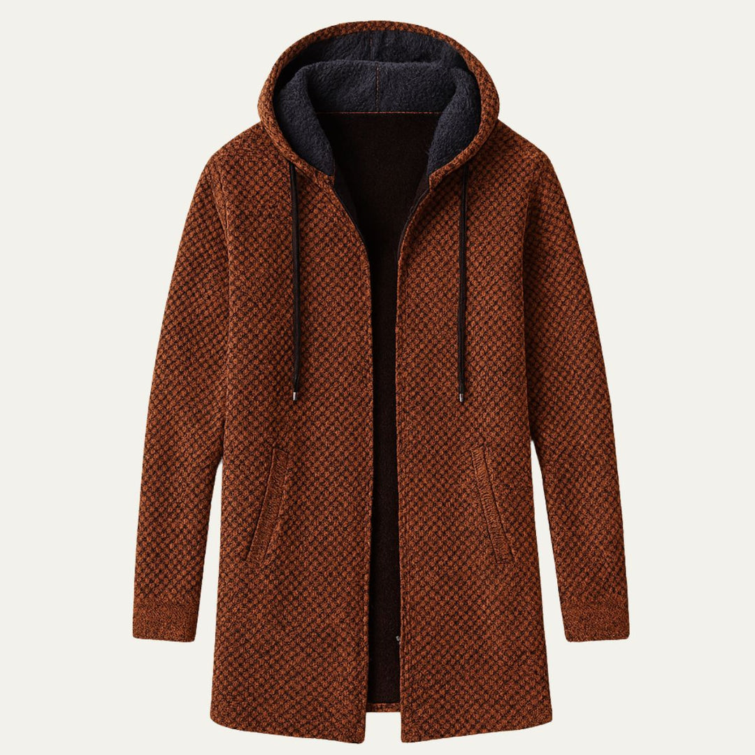 Mens Longline Knit Cardigan Hooded Casual Fit