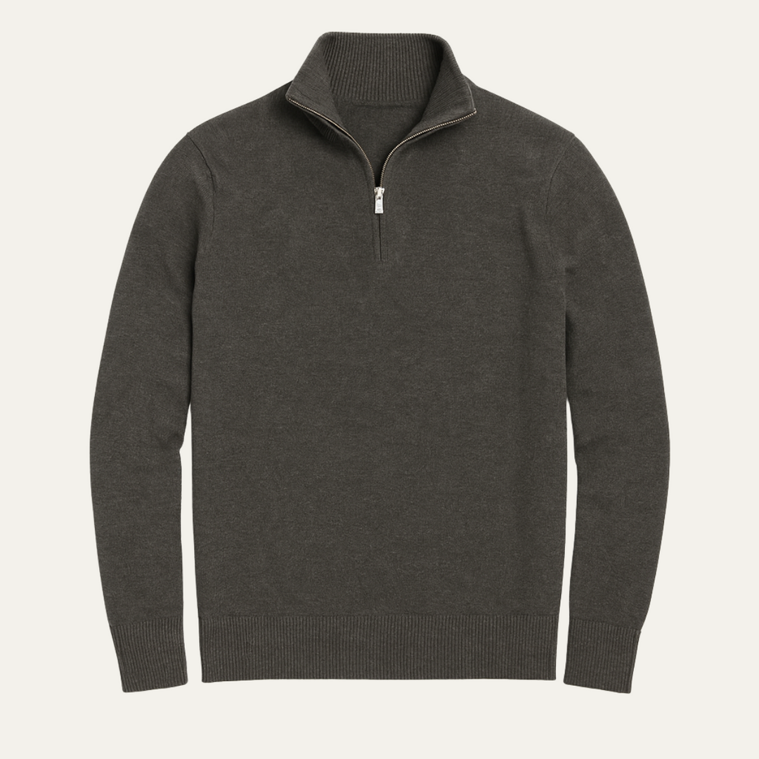 Mens Knit Sweater Stand Collar Quarter Zip