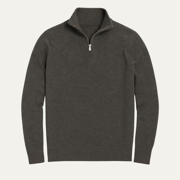 Mens Knit Sweater Stand Collar Quarter Zip
