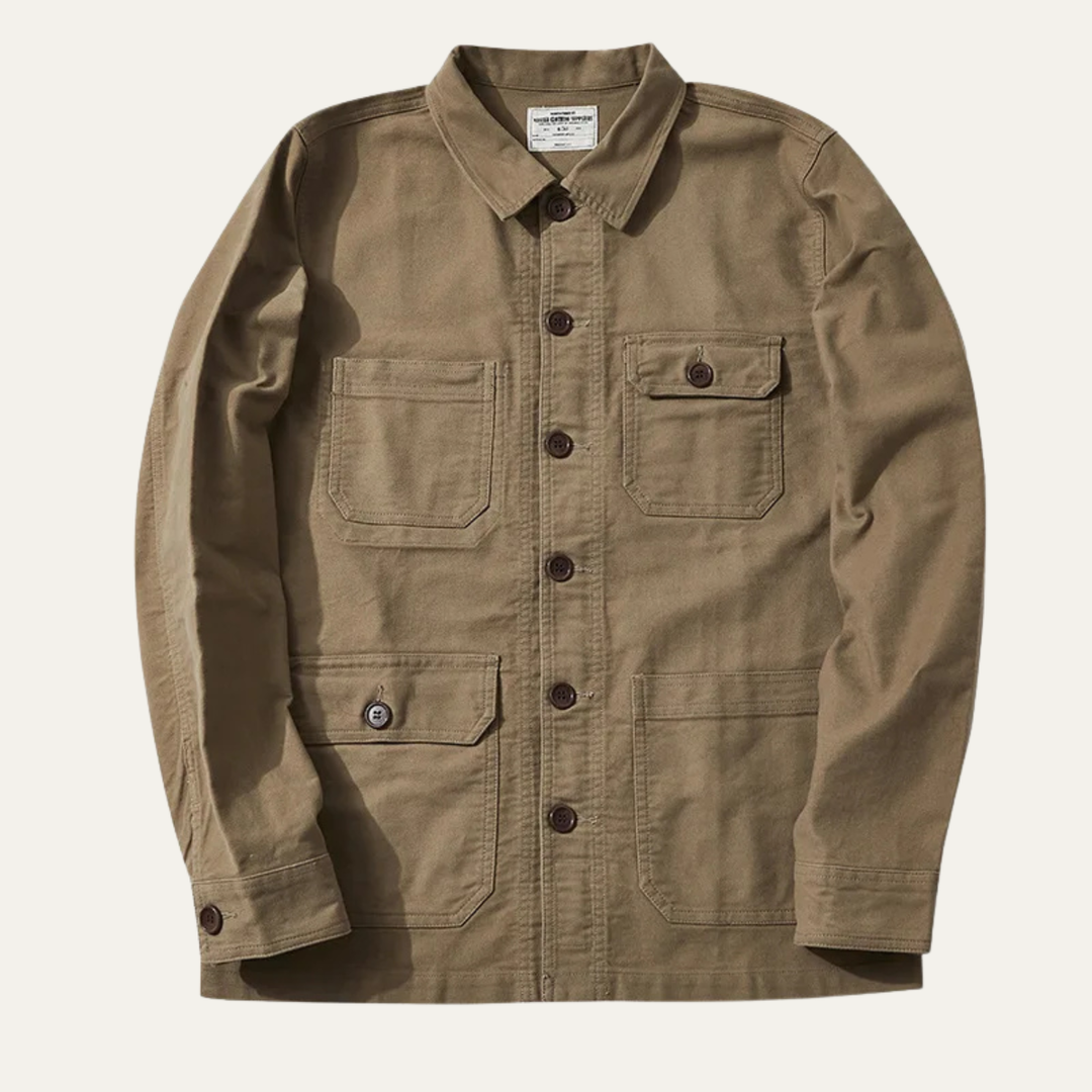 Mens Workwear Jacket Heavy Cotton Multi-Pocket Durable Fit