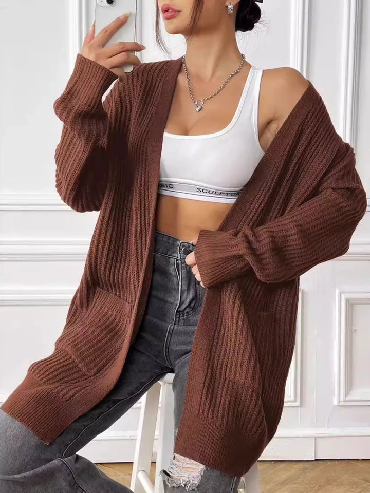 Womens Open Front Sweater Cardigan Cozy Relaxed Fit