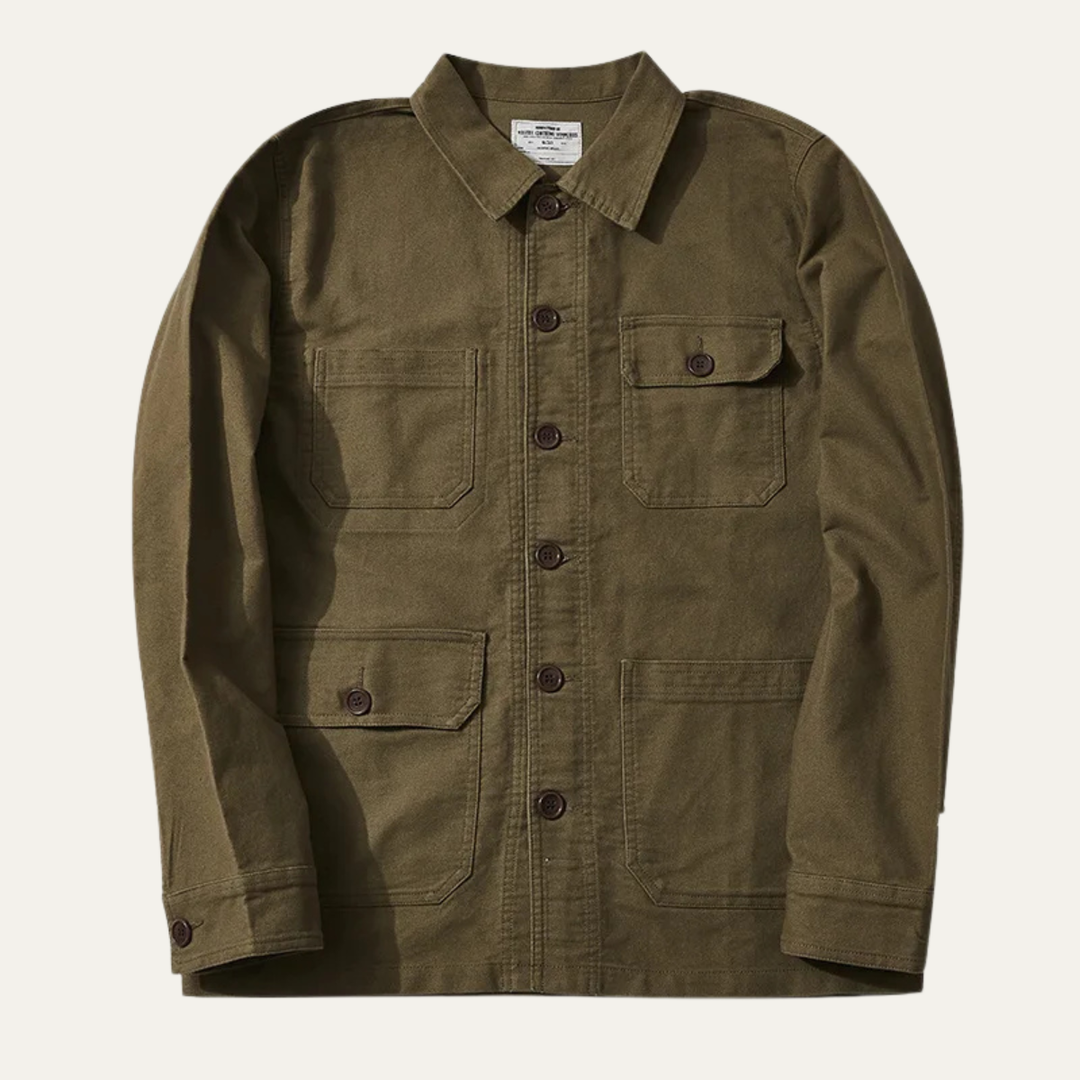 Mens Workwear Jacket Heavy Cotton Multi-Pocket Durable Fit - BritishMode