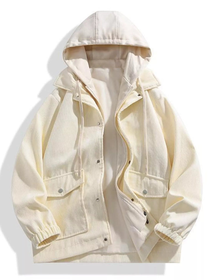 Mens Hoodie Coat with Rugged Textured Fabric