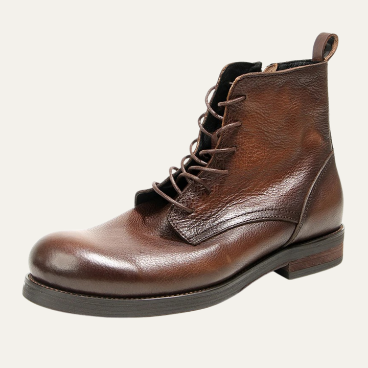 Mens Leather Casual Lace-Up Boots Retro Style - BritishMode