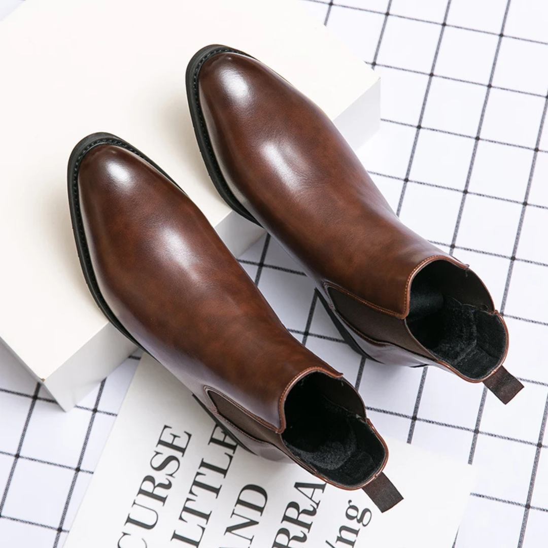 Mens Leather Ankle Dress Boots Polished Classic Style