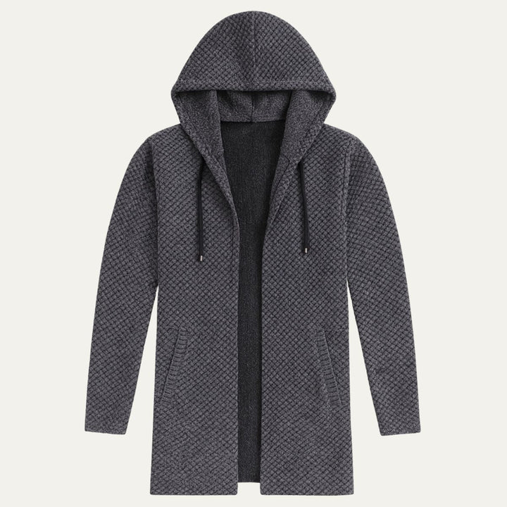 Mens Longline Knit Cardigan Hooded Casual Fit - BritishMode
