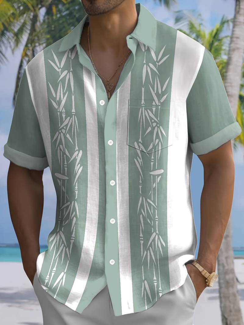 Mens Short-Sleeve Shirt Bamboo Fabric Regular Fit