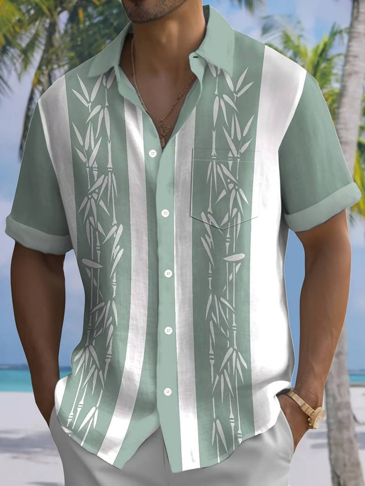 Mens Short-Sleeve Shirt Bamboo Fabric Regular Fit
