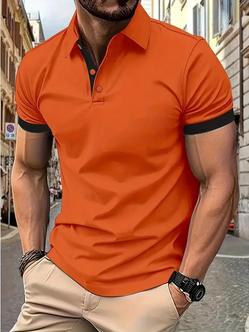 Mens Casual Shirt Colorblock Pattern Regular Fit