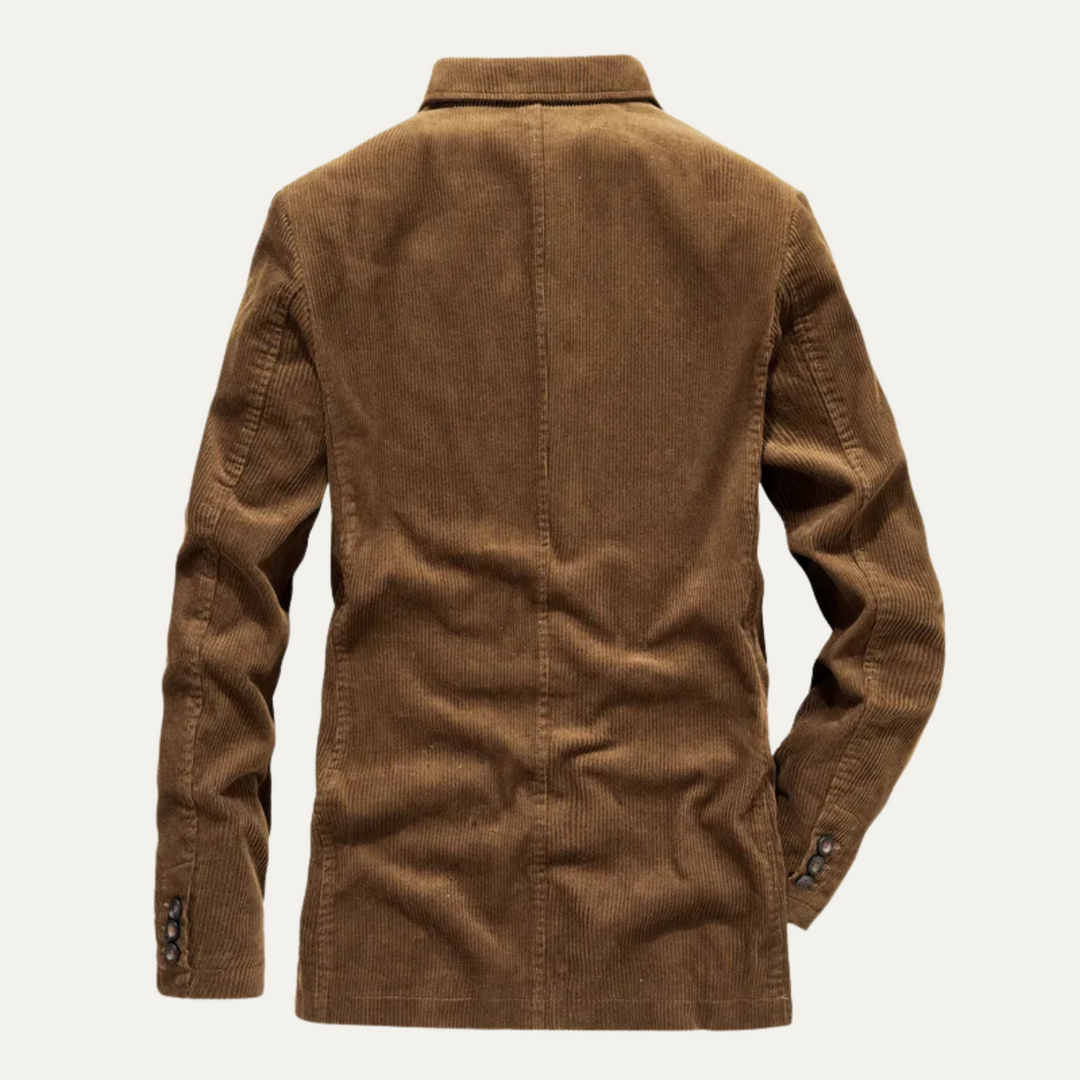 Mens Corduroy Blazer Jacket Casual Single-Breasted