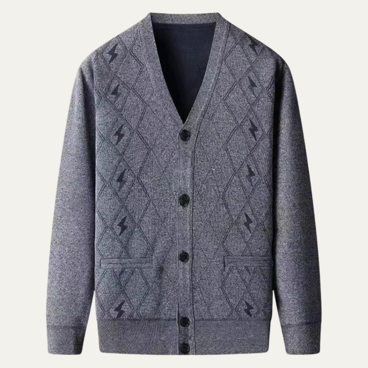 Mens V-Neck Knit Cardigan Classic Fit with Pockets