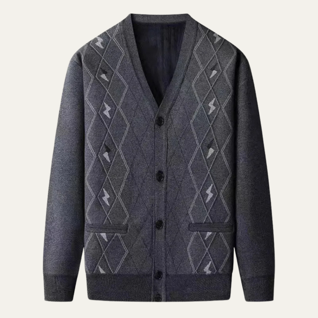 Mens V-Neck Knit Cardigan Classic Fit with Pockets