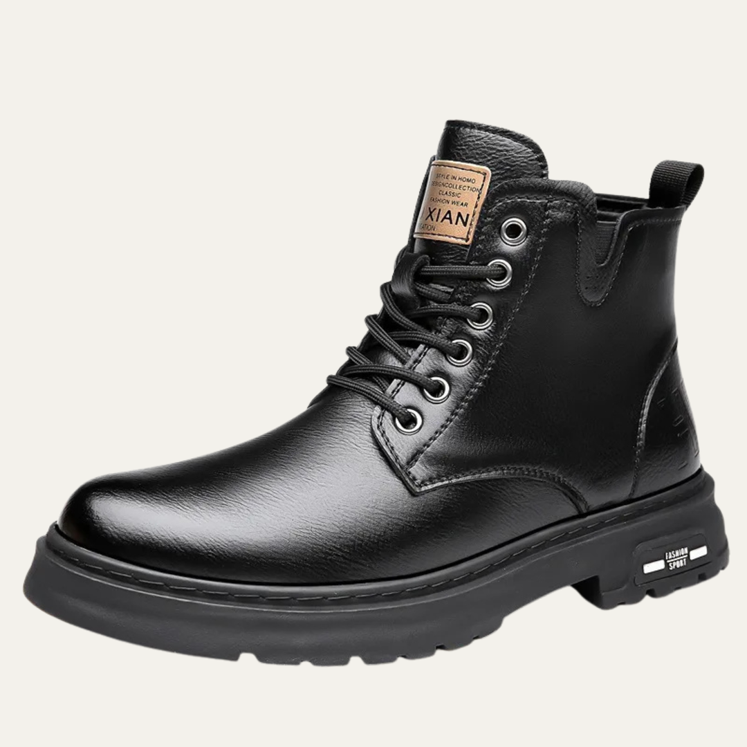 Mens Leather Lace-Up Ankle Work Boots - BritishMode