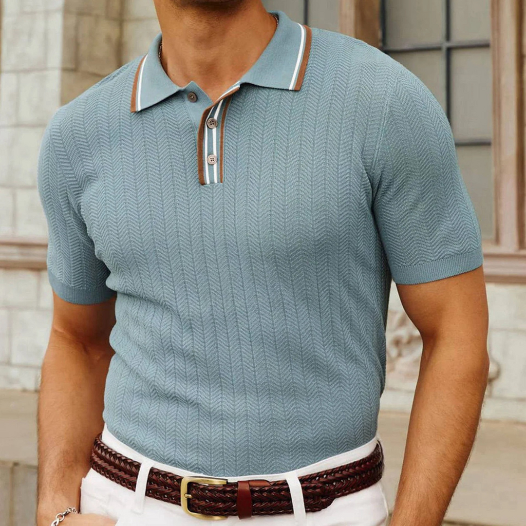 Mens Polo Shirt Cotton Silk Knit Fit