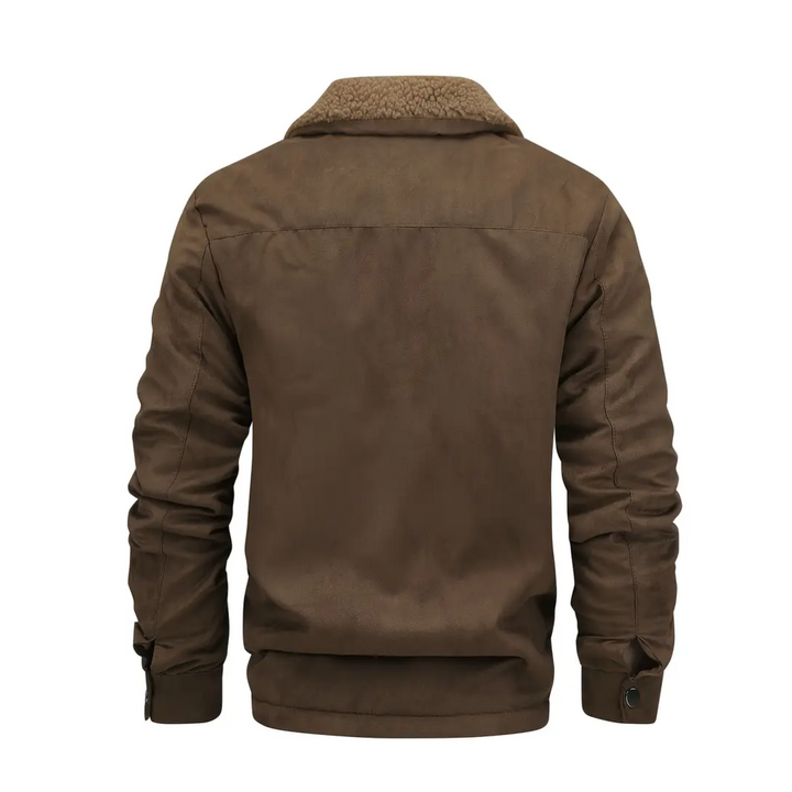 Mens Outdoor Jacket Teddy Fleece Lined Lapel Collar
