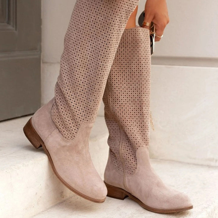 Womens Suede Boots Low Heel