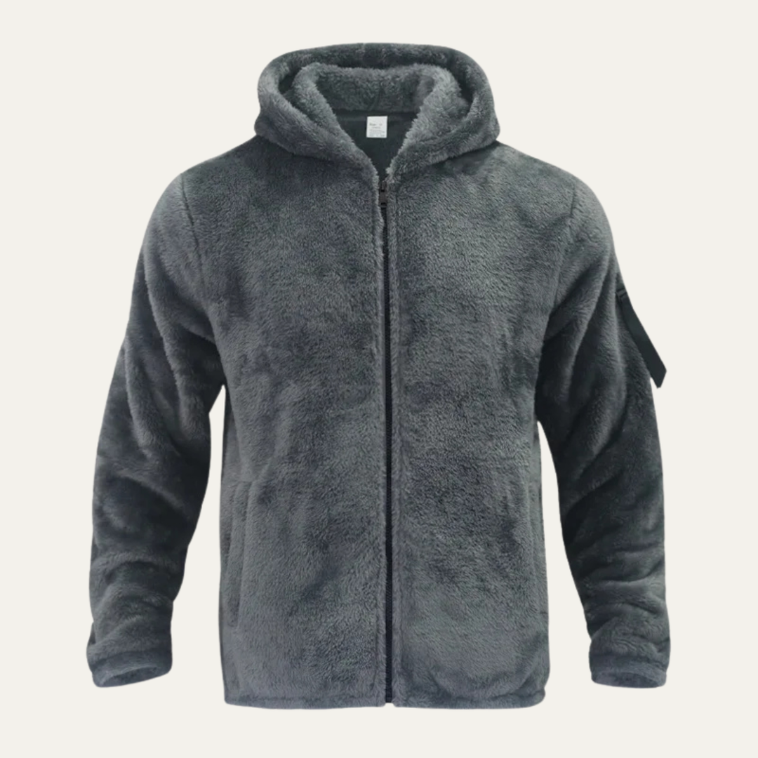 Mens Jacket Soft Plush Double-Sided Fleece Warm Fit