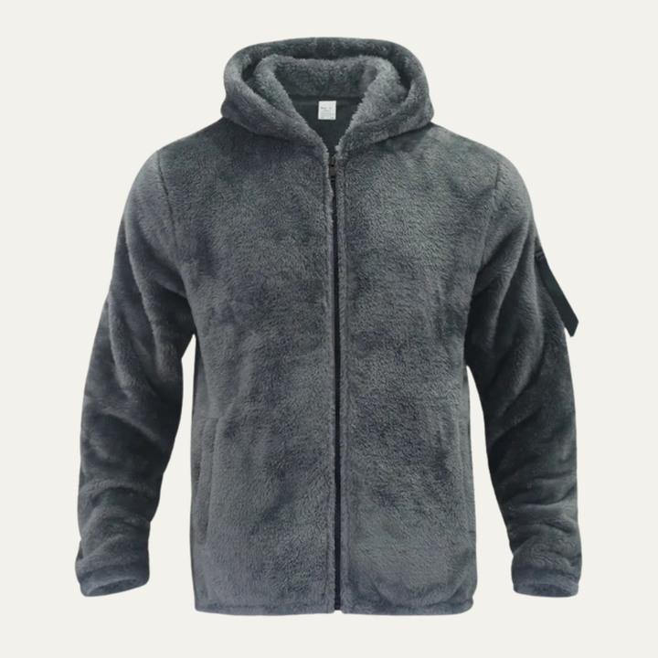 Mens Jacket Soft Plush Double-Sided Fleece Warm Fit