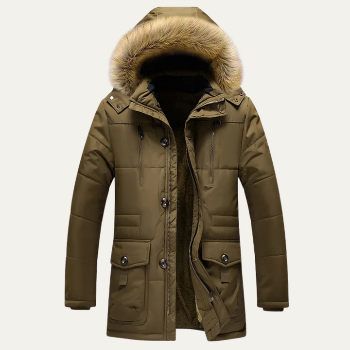 Mens Hooded Parka Jacket with Fur Trim Winter - BritishMode