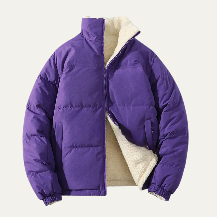 Mens Reversible Sherpa Fleece Zip-Up Jacket Parka