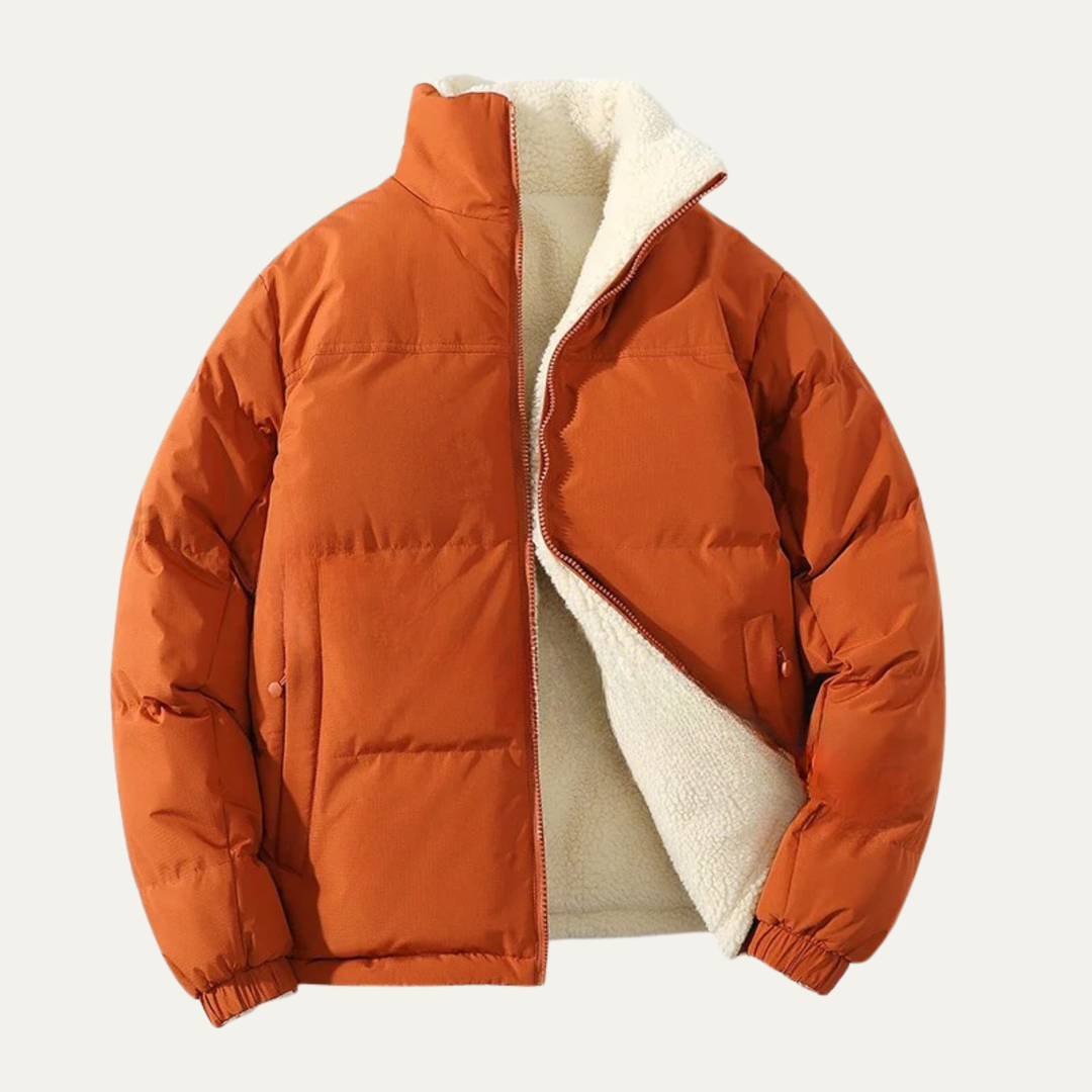 Mens Reversible Sherpa Fleece Zip-Up Jacket Parka
