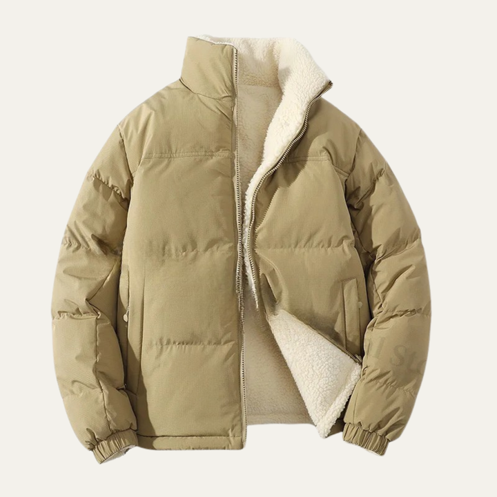 Mens Reversible Sherpa Fleece Zip-Up Jacket Parka