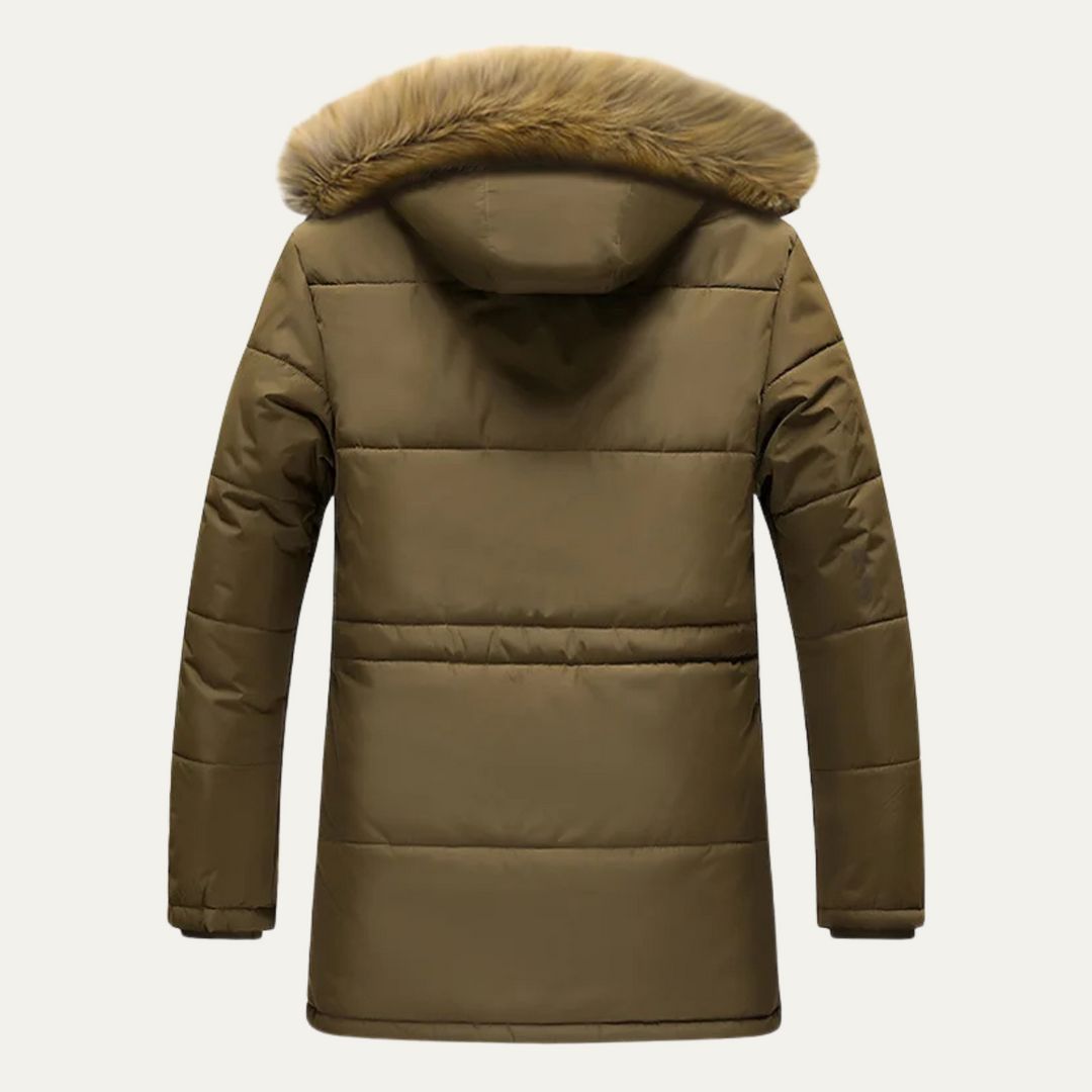 Mens Hooded Parka Jacket with Fur Trim Winter