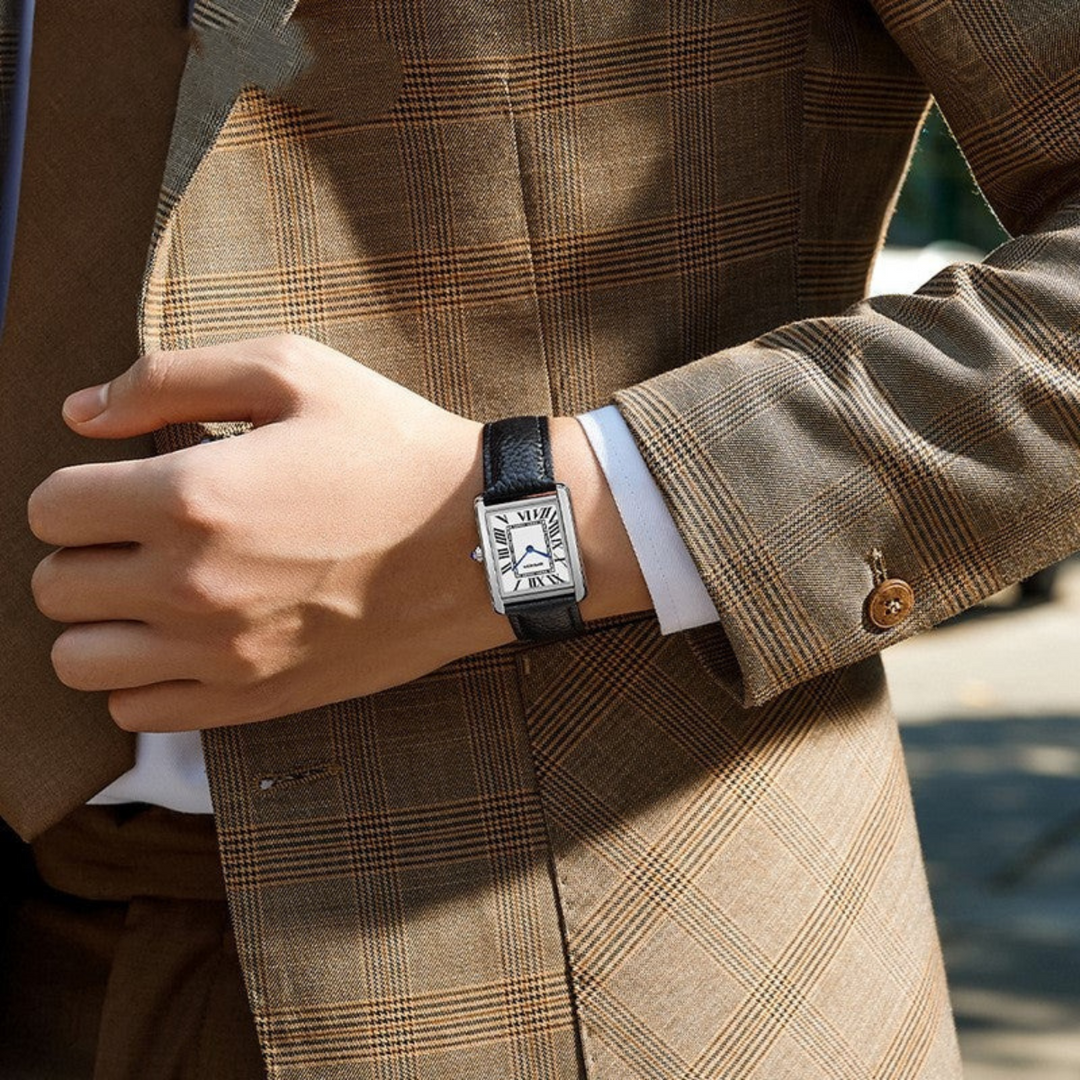 Mens Classic Quartz Watch with Leather Strap