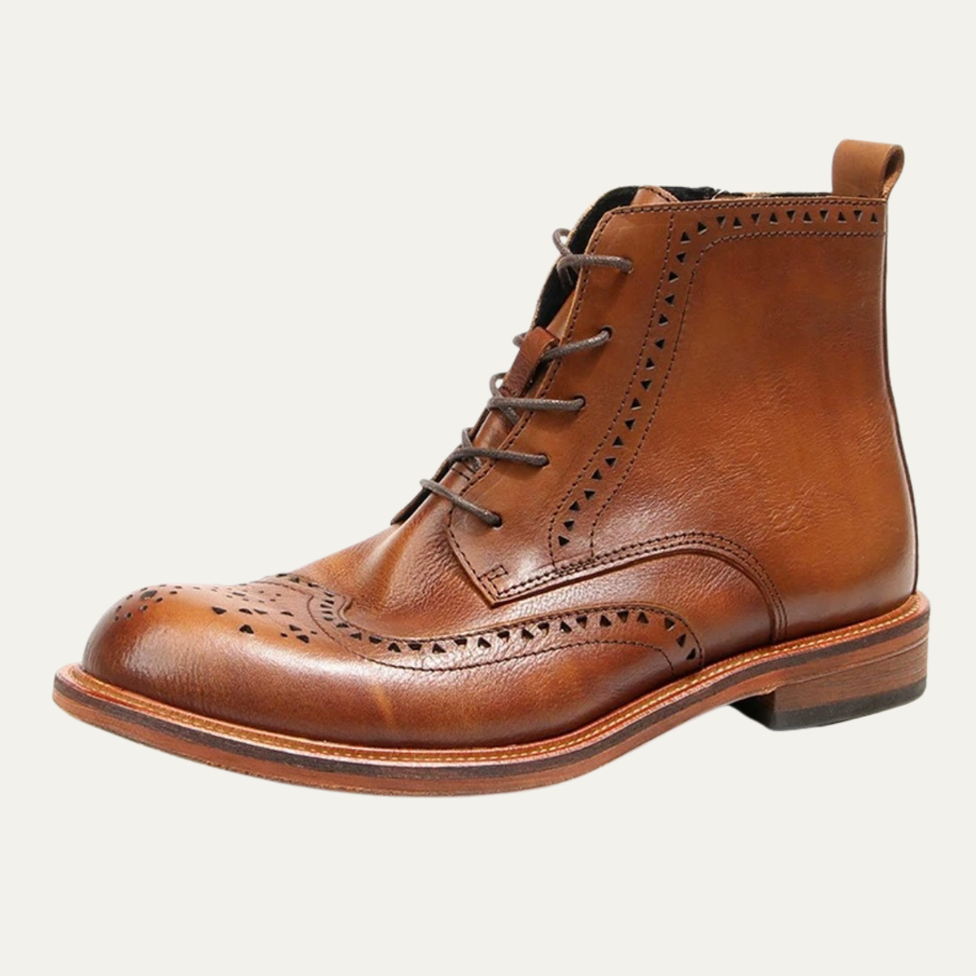 Mens Leather Casual Lace-Up Boots Retro Style