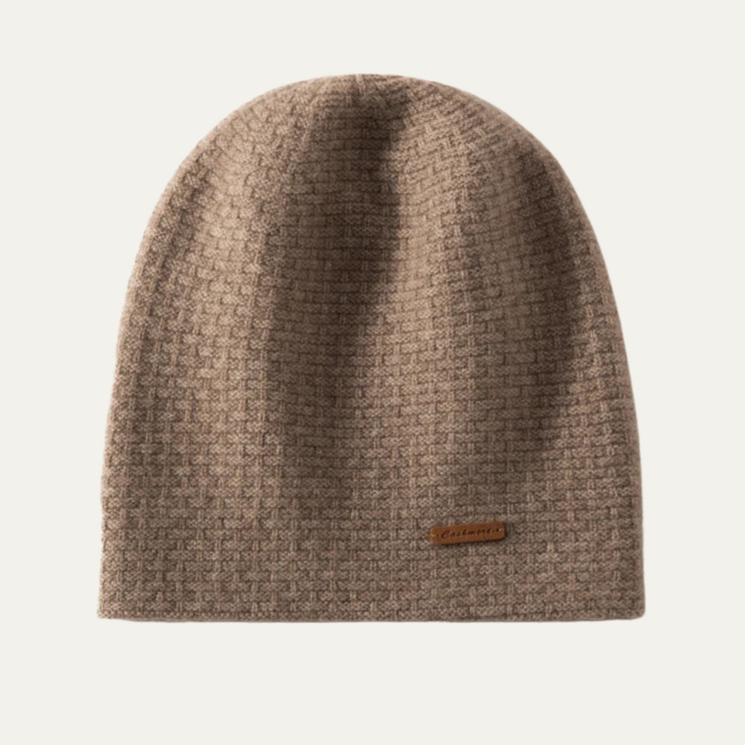 Mens Knit Beanie Minimalist Style Patch Detail - BritishMode