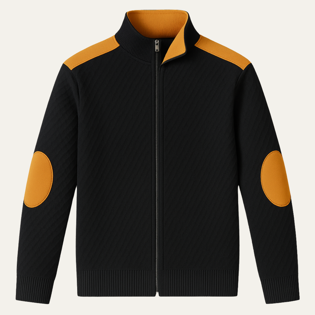 Mens Knit Jacket Lightweight Zip-Up Stand Collar - BritishMode