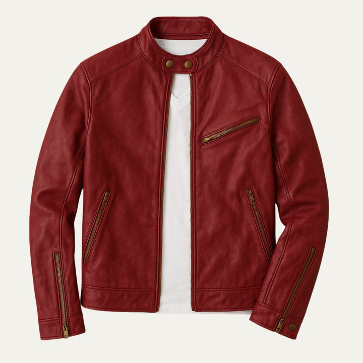 Mens Faux Leather Jacket Racer Style Slim Fit
