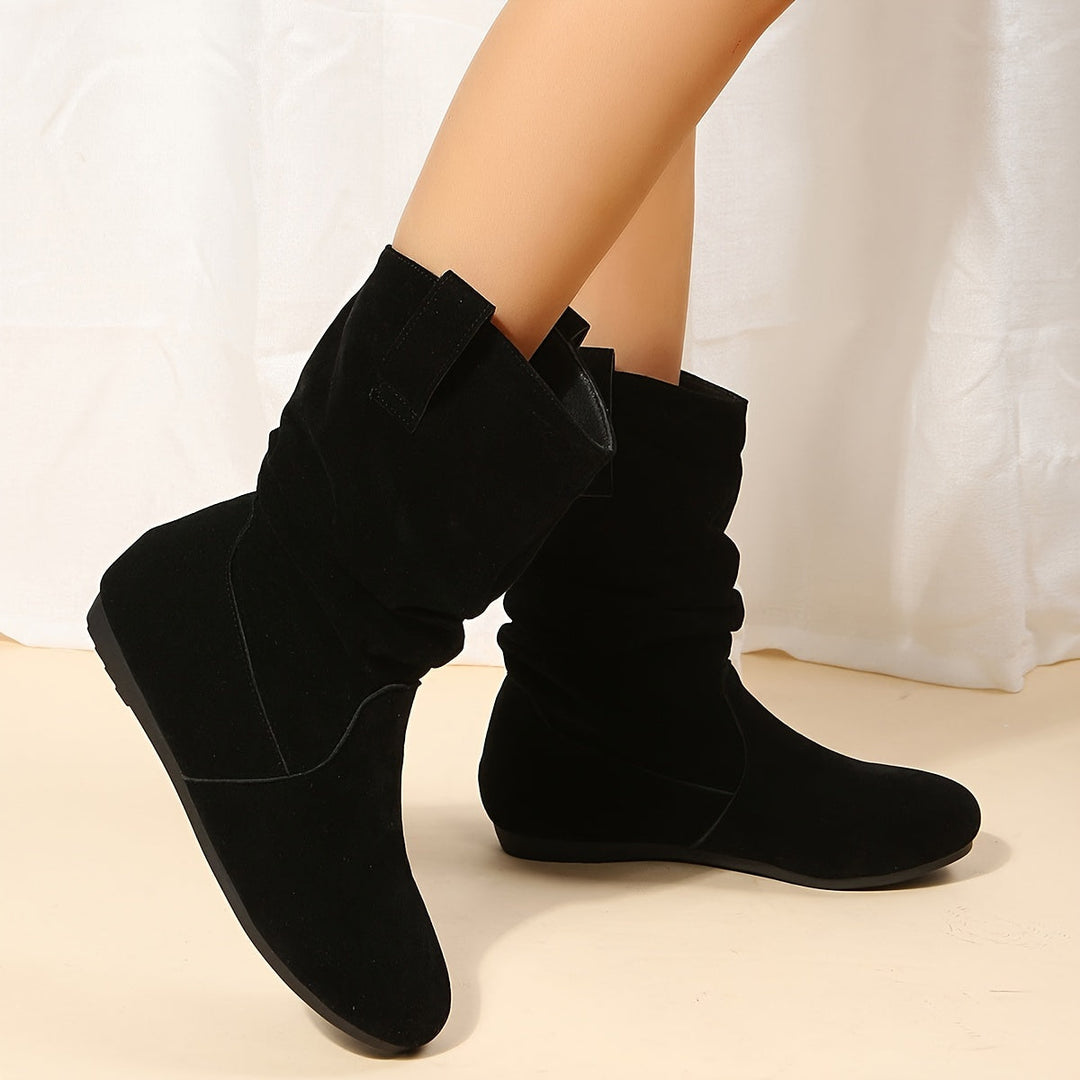Womens Ankle Boots Suede Comfortable Low Heel