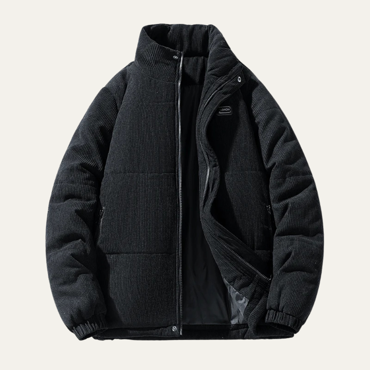 Mens Corduroy Puffer Jacket Warm Padded Winter Fit