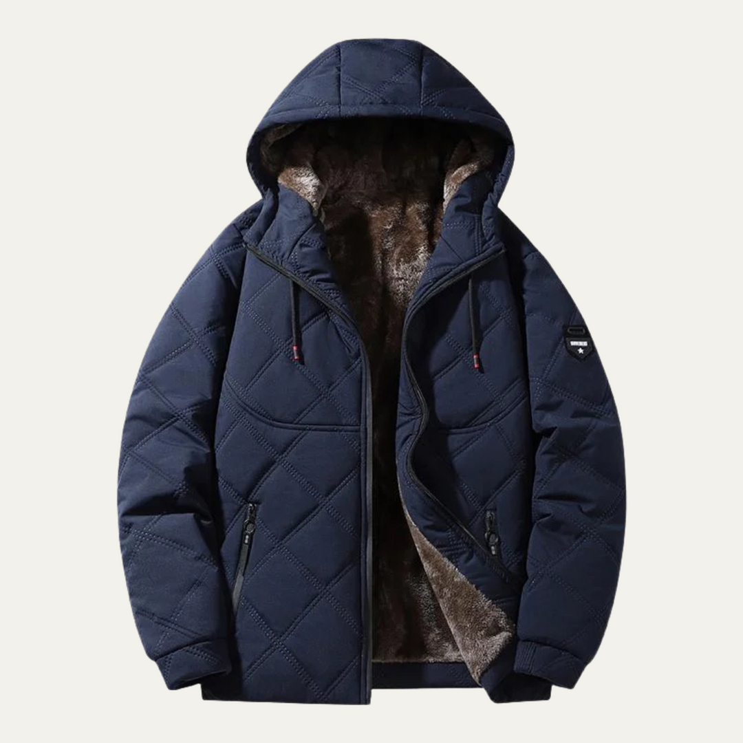Mens Quilted Jacket with Fleece Lining Warm Winter