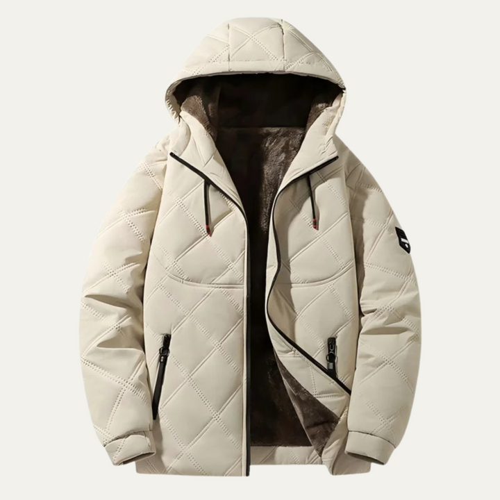 Mens Quilted Jacket with Fleece Lining Warm Winter - BritishMode