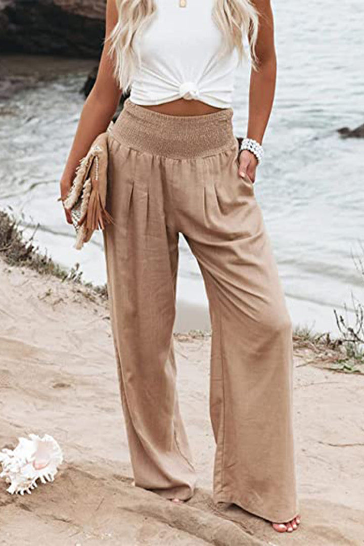 Womens High Waist Flowing Pants Comfortable Fit - BritishMode