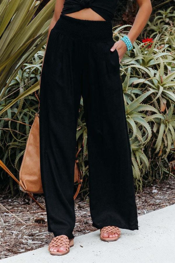 Womens High Waist Flowing Pants Comfortable Fit