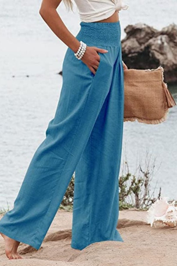 Womens High Waist Flowing Pants Comfortable Fit