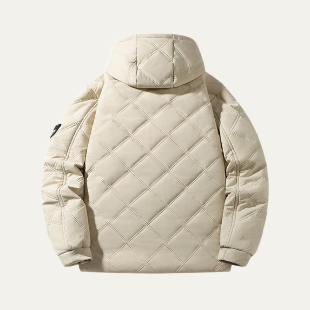 Mens Quilted Jacket with Fleece Lining Warm Winter