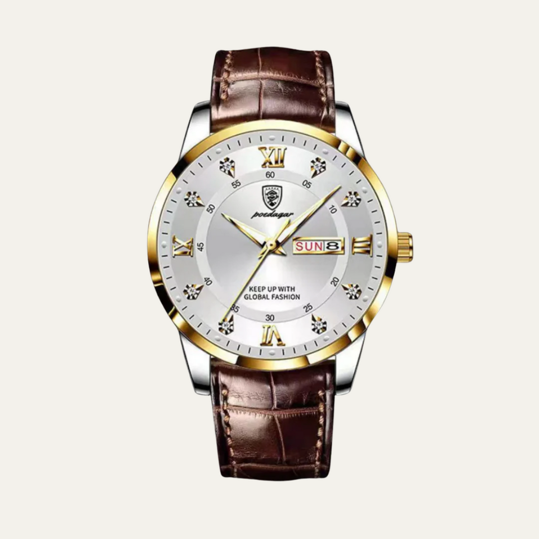 Mens Classic Watch with Leather Strap Style