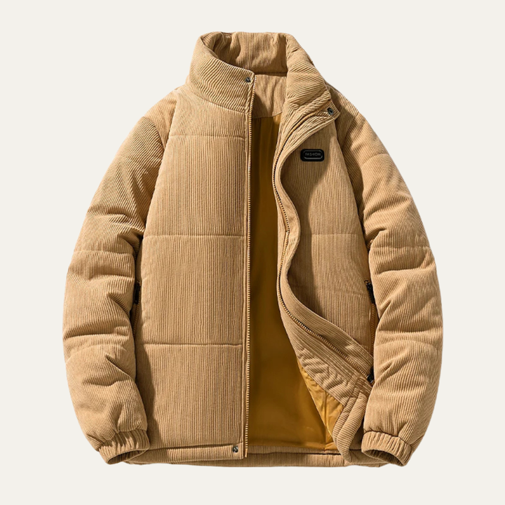 Mens Corduroy Puffer Jacket Warm Padded Winter Fit