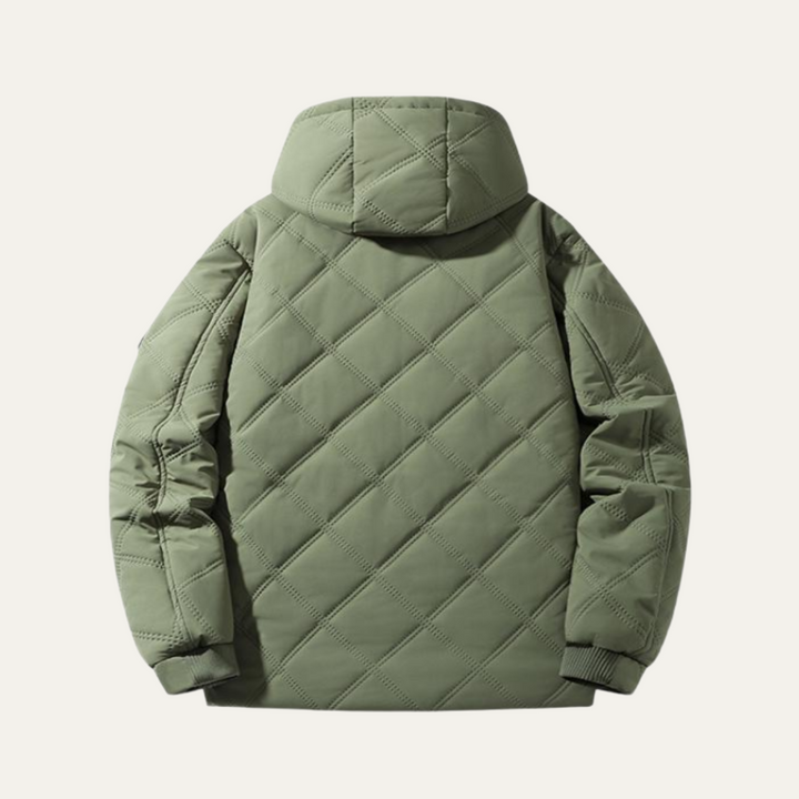 Mens Quilted Jacket with Fleece Lining Warm Winter