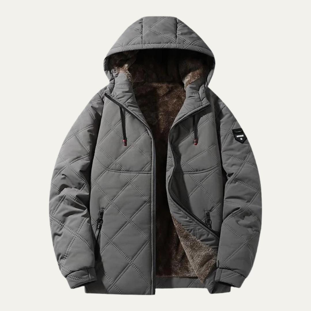 Mens Quilted Jacket with Fleece Lining Winter Fit