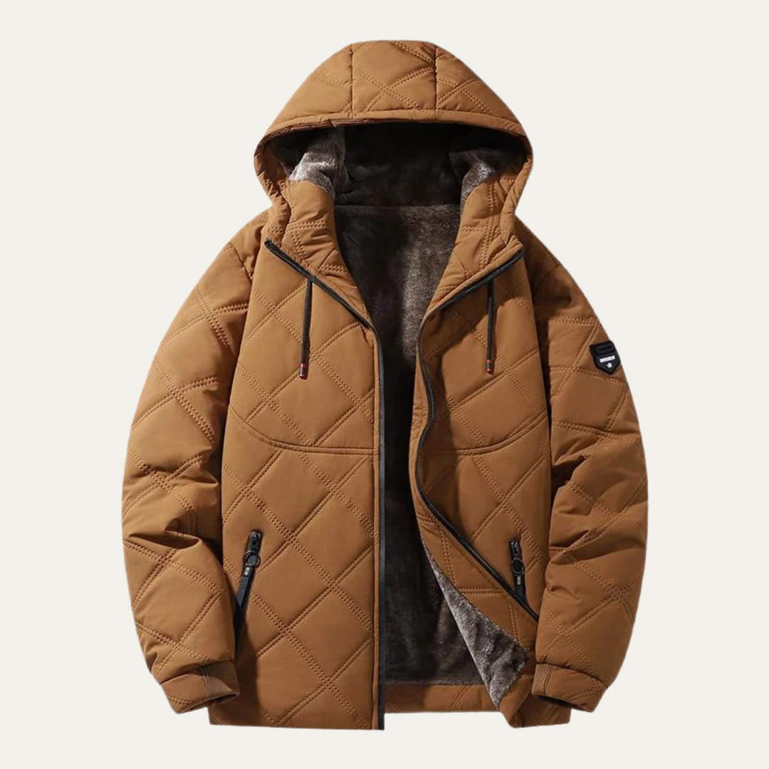 Mens Quilted Jacket with Fleece Lining Winter Fit