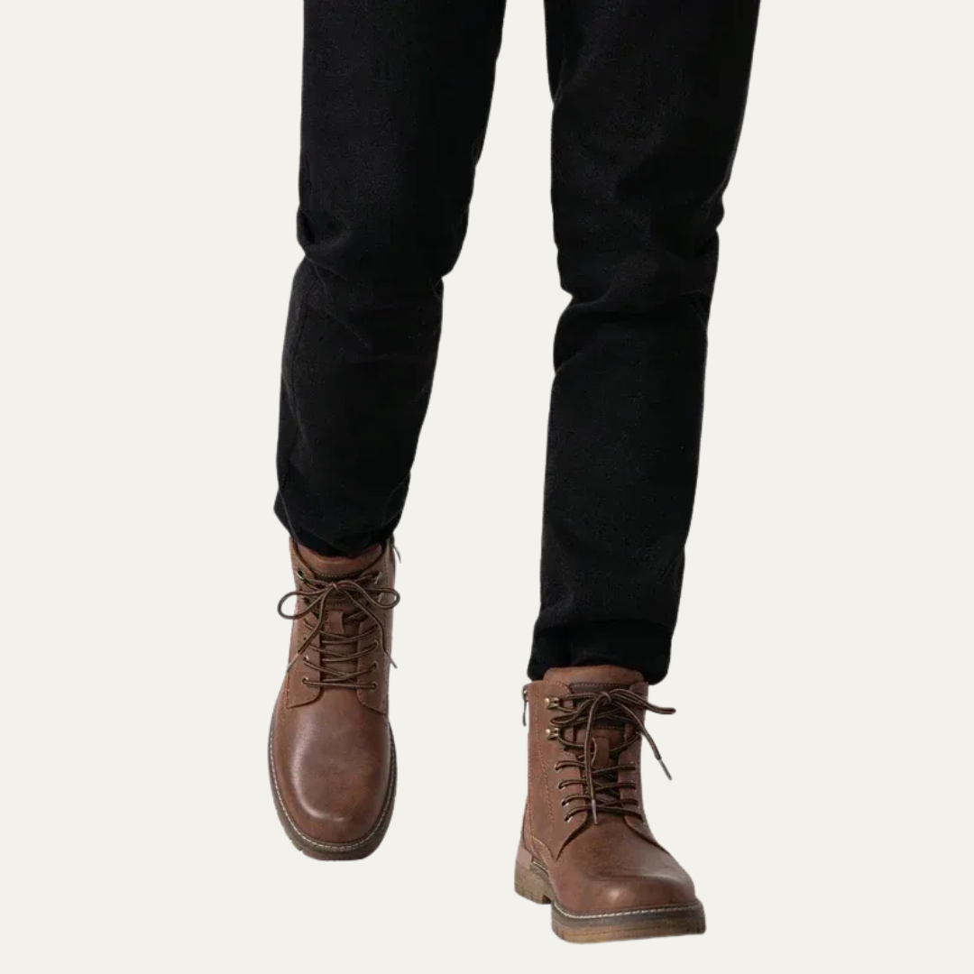 Mens Combat Boots Lace-Up Military Style Lug Sole
